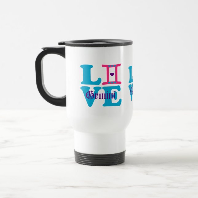 Caneca Térmica ♊¨ 😍 I Love Gemini-Best Zodiac Sign Viagem/Viagem (Esquerda)
