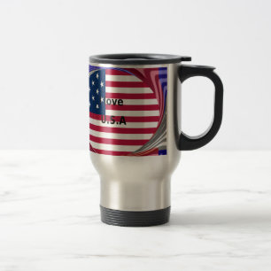 Caneca Térmica I Love U.S.A Swirl: Patriotic Heart Art Impressão