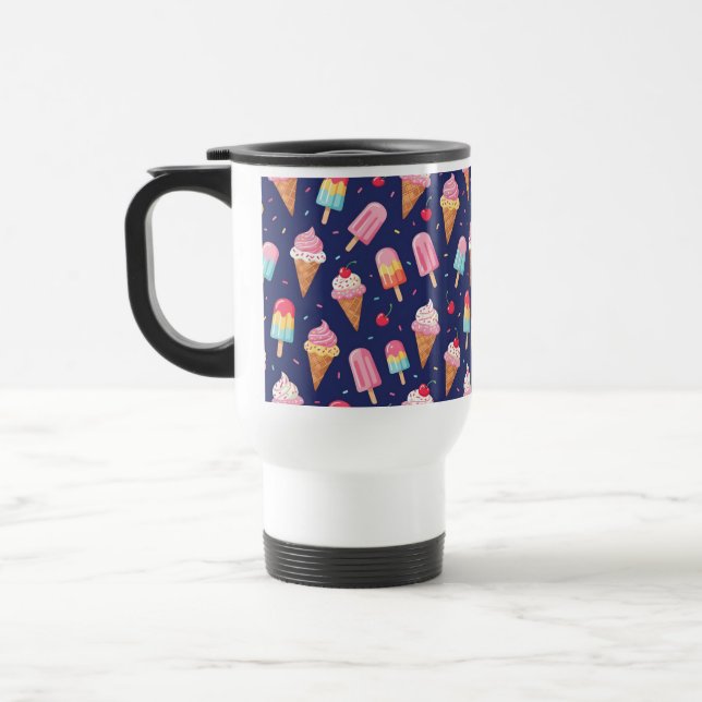 Caneca Térmica Ice cream, popsicles and cherries pattern (Esquerda)