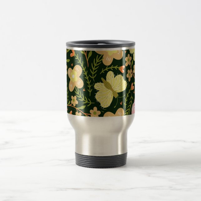 Caneca Térmica Illustrated Flowers Travel Mug (Centro)