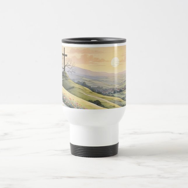 Caneca Térmica ilustração artística da alvorada da Páscoa (Centro)