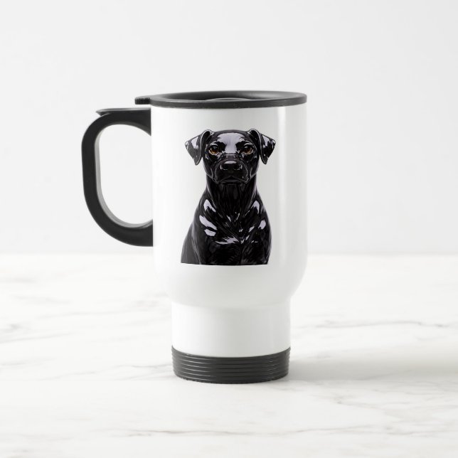 Caneca Térmica Ilustração da Face do Cão Preto (Esquerda)