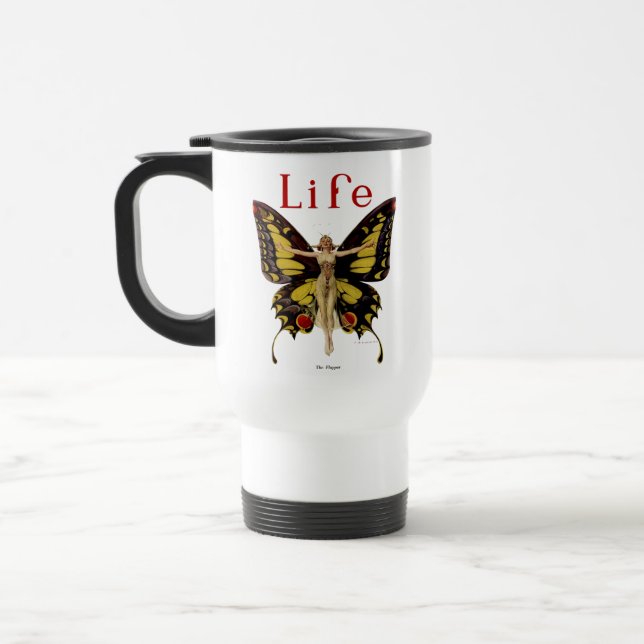Caneca Térmica Ilustração da Mulher Borboleta Flapper por Leyende (Esquerda)