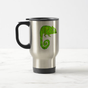 Caneca Térmica Ilustração de Camaleão Verde Fofo Réptil Tropical
