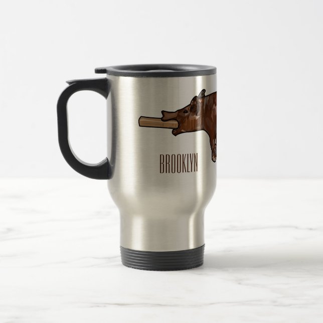 Caneca Térmica Ilustração de desenho animado assado/assado porcin (Esquerda)