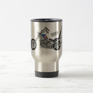 Caneca Térmica Ilustração de desenho animado Chopper Motorcycle 1