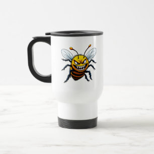 Caneca Térmica Ilustração de Desenho Animado de Abelha Feroz