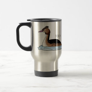 Caneca Térmica ilustração de desenho animado de aves-cinzentas cr