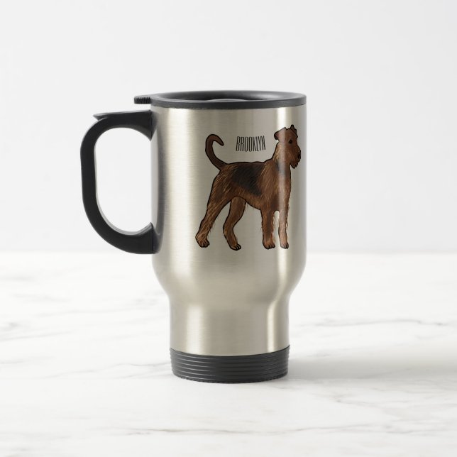 Caneca Térmica Ilustração de desenho animado de cão Airedale terr (Esquerda)