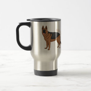 Caneca Térmica ilustração de desenho animado de cão german shephe