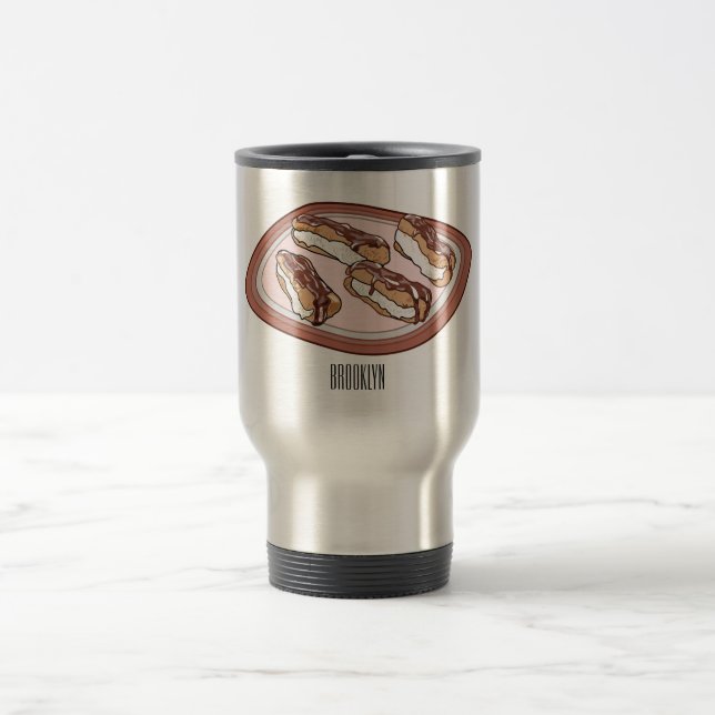 Caneca Térmica Ilustração de desenho animado de eclair de chocola (Centro)