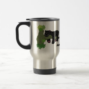Caneca Térmica Ilustração de desenho animado de gato preto-de-j