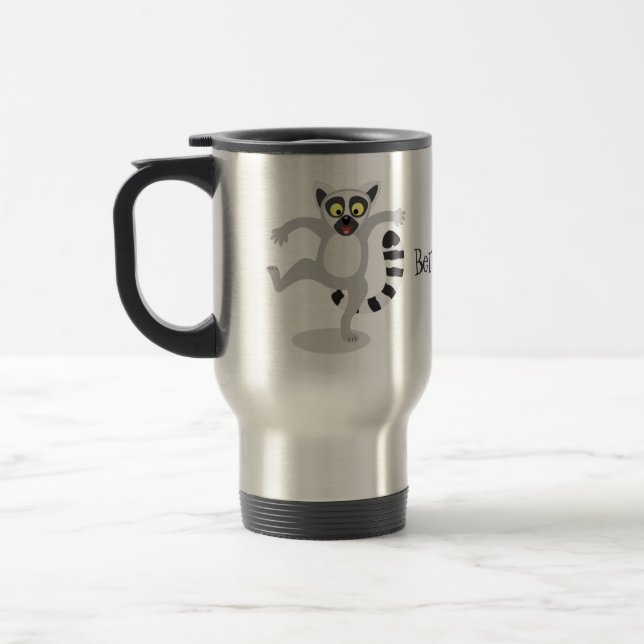 Caneca Térmica Ilustração de desenho animado de lêmur de cauda de (Esquerda)