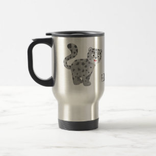 Caneca Térmica Ilustração de desenho animado de leopardo-da-neve