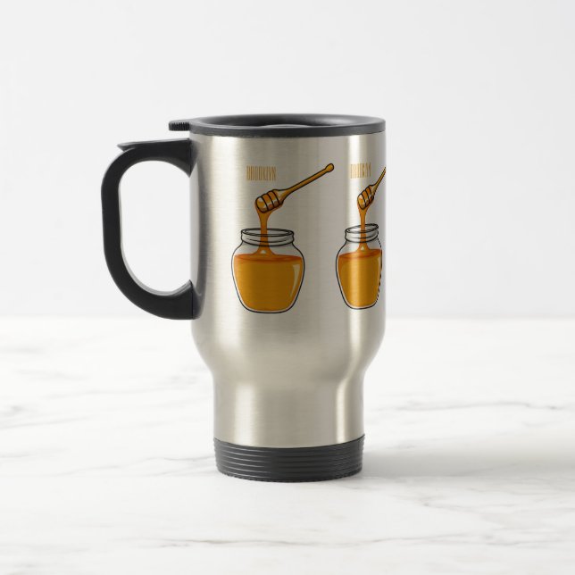 Caneca Térmica Ilustração de desenho animado de mel (Esquerda)