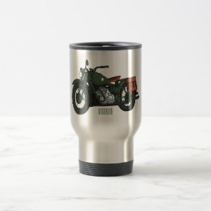 Caneca Térmica Ilustração de desenho animado de motocicleta milit