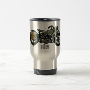 Caneca Térmica Ilustração de desenho animado de motocicleta milit