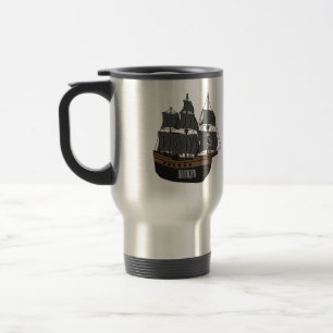 Caneca Térmica Ilustração de desenho animado de navio pirata