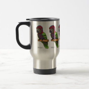 Caneca Térmica Ilustração de desenho animado de papagaio de cabeç