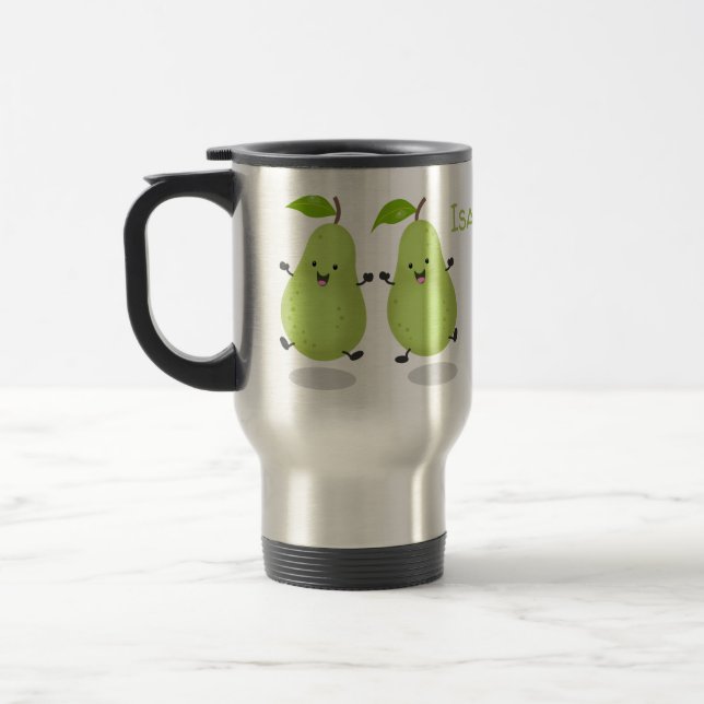 Caneca Térmica Ilustração de desenho animado de par de pera-cúpul (Esquerda)