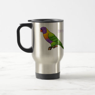 Caneca Térmica Ilustração de desenho animado de pássaros do arco-