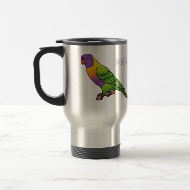 Caneca Térmica Ilustração de desenho animado de pássaros do arco- (Esquerda)
