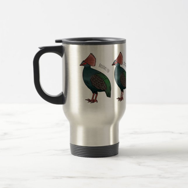 Caneca Térmica Ilustração de desenho animado de perdiz crestada (Esquerda)