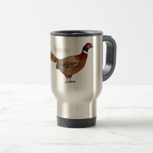 Caneca Térmica Ilustração de desenho animado de pheasant de pesco