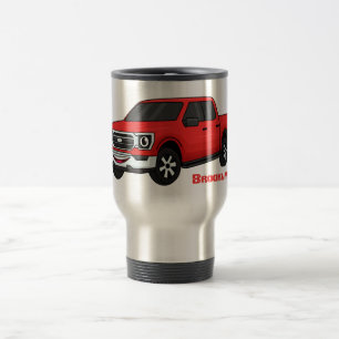 Caneca Térmica Ilustração de desenho animado de picup vermelho-