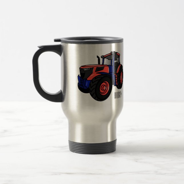 Caneca Térmica Ilustração de desenho animado de trator (Esquerda)