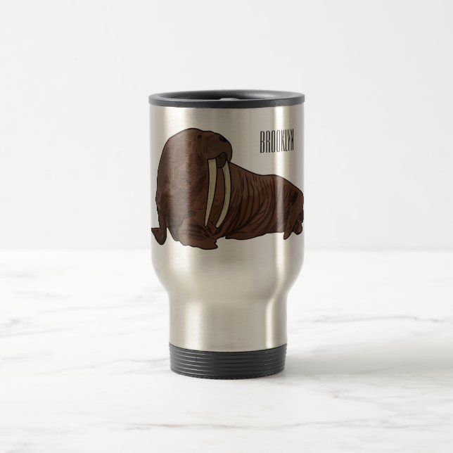 Caneca Térmica Ilustração de desenho animado de Walrus (Centro)