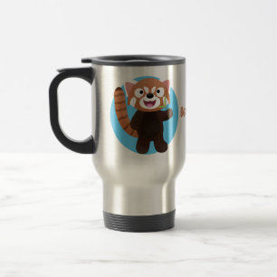 Caneca Térmica Ilustração de desenho animado do panda vermelho-