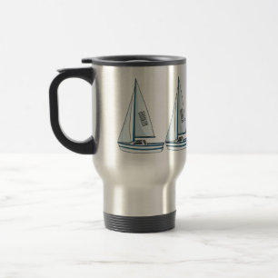 Caneca Térmica Ilustração de desenho animado em veleiro