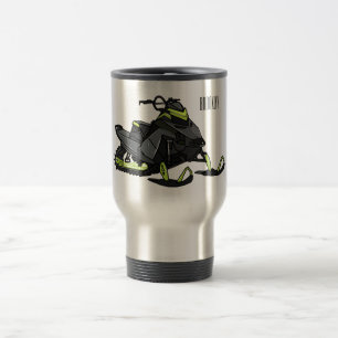 Caneca Térmica Ilustração de desenho animado Snowmobile