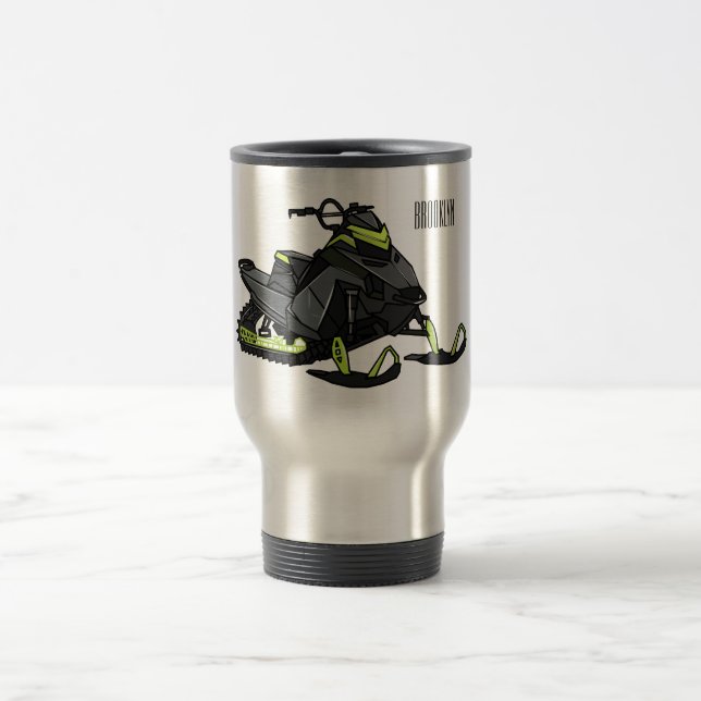 Caneca Térmica Ilustração de desenho animado Snowmobile (Centro)