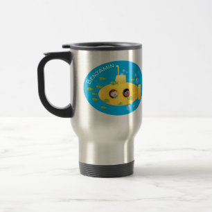 Caneca Térmica Ilustração de desenho animado submarino amarelo