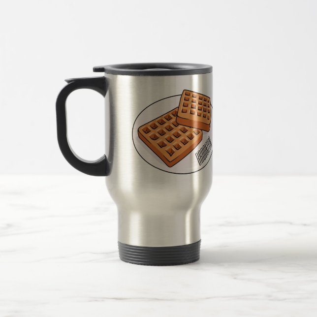 Caneca Térmica Ilustração de desenho animado Waffle (Esquerda)