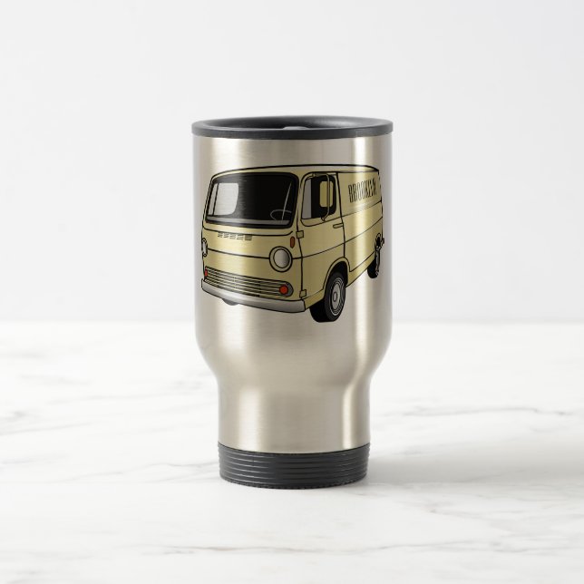 Caneca Térmica Ilustração de desenho da van clássica (Centro)