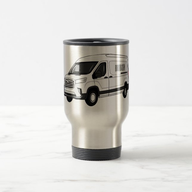 Caneca Térmica Ilustração de desenho de carrinha de entrega (Centro)