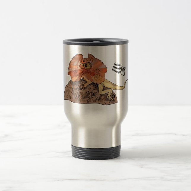 Caneca Térmica Ilustração de desenho de lagarto de pescoço frito (Centro)