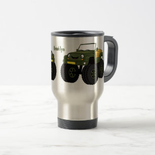 Caneca Térmica Ilustração de desenho do caminhão monstro verde