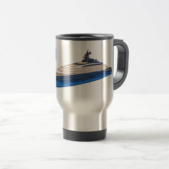 Caneca Térmica Ilustração de desenho em Yacht (Frente Esquerda)