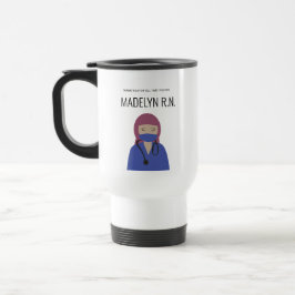 Caneca Térmica Ilustração de enfermeira Esfrega azul e HIjab Obri