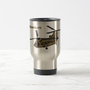 Caneca Térmica Ilustração de helicóptero militar Chinook