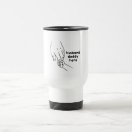 Caneca Térmica Ilustração de Linha Artística Sentimental de Famíl