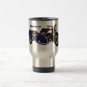 Caneca Térmica Ilustração de motocicleta roxa Sidecar