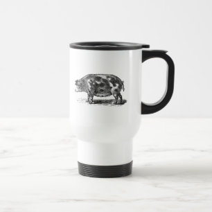 Caneca Térmica Ilustração do porco do vintage - modelo do porco
