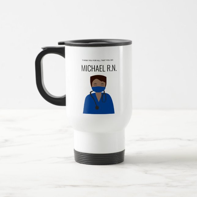 Caneca Térmica Ilustração personalizada de Enfermeiro Masculino O (Esquerda)