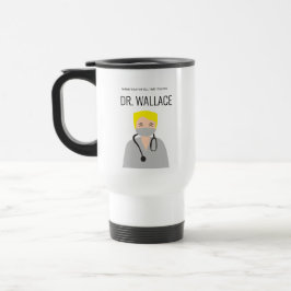 Caneca Térmica Ilustração personalizada do médico masculino Obrig