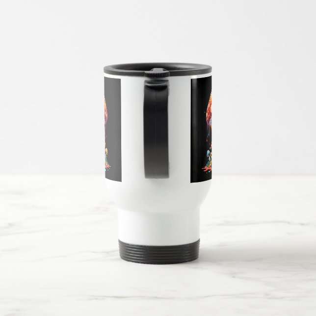 Caneca Térmica Ilustração Psicodélica de Cogumelo (Alça)